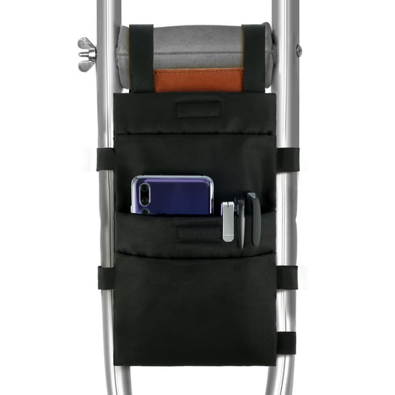 JTWEEN Crutch Pouch Lightweight Crutch Storage Pocket with 2 Pockets Universal Hanging Crutch Bag with Adjustable Buckle Waterproof Crutch Storage Organizer for Crutches