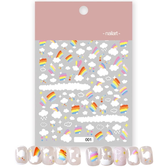 JTWEEN Cute Cartoon Nail Art Stickers Decal,3D Self Adhesive Nail Design Multiple Patterns DIY Nail Art Decoration Sticker for Women Girls