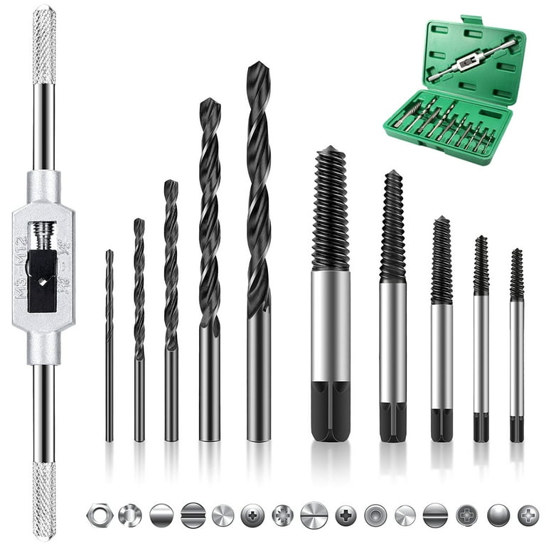 JTWEEN Damaged Screw Extractor Set 11Pcs Stripped Bolt Extractor Kit Portable Easy Out Multiple Size Screw Remover Tool Kit for Damaged Broken Rusted