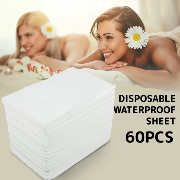 JTWEEN Disposable Non-Woven Bed Sheets,60Pcs One-time Waterproof Non-Woven Bed Linen for Hotel Business Trip Salon Camping Spa Single Use