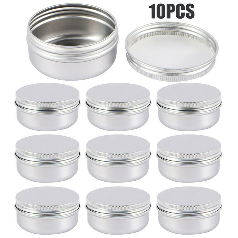 JTWEEN Empty Tin Jars,Mini Screw Top Metal Cans Round Cosmetic Sample Jar  Tin Containers with Lids for Lip Balm,Cosmetic,Candy,Jewelry,Tea,DIY Crafts  (100ml, 10pcs) 