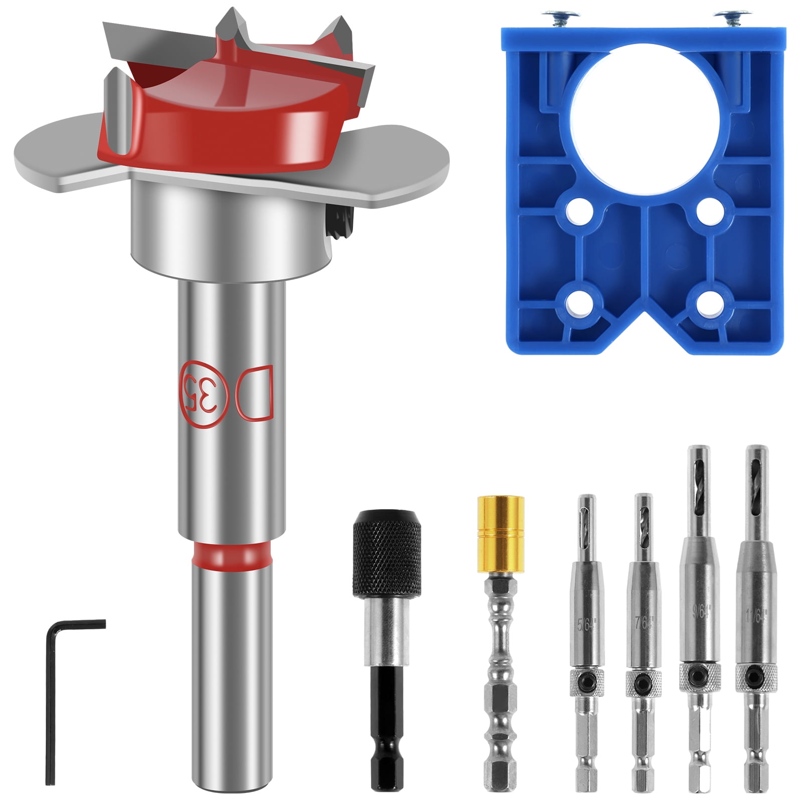 JTWEEN Hinge Drilling Jig Kit 35mm Concealed Hinge Drilling Guide