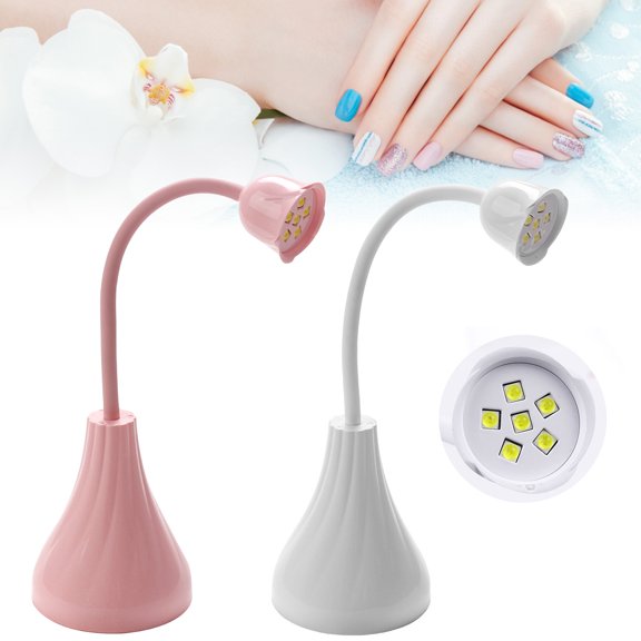 JTWEEN LED Nail Lamp,360degree Rotatable Gooseneck Nail Curing Light Hand-free Nail Polish Dryer Machine Mini Lotus USB Rechargeable Fast Dry Cure Lamp for Nail Gel DIY Home Use