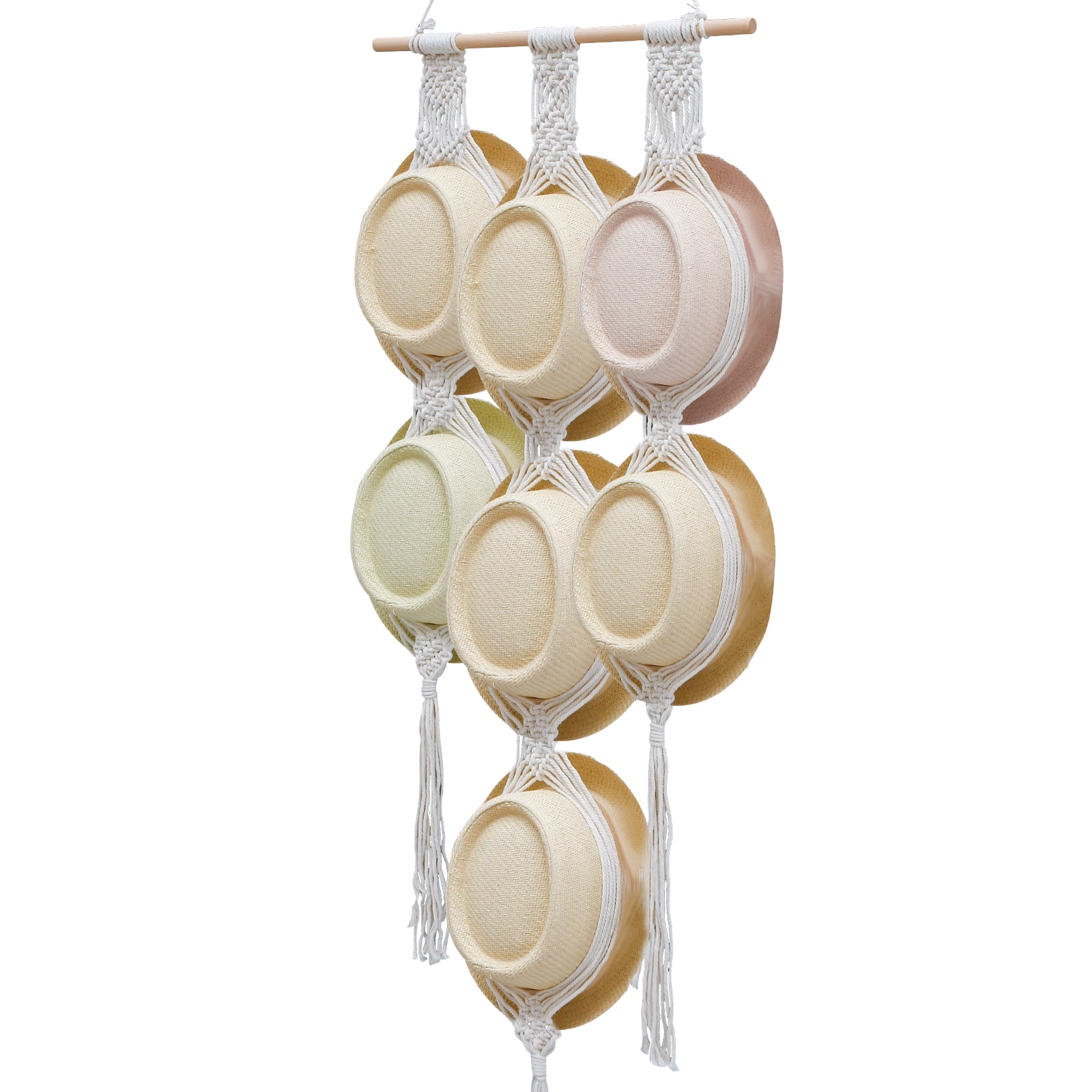JTWEEN Macrame Hat Hangers Hand Weaving Hat Organizer Decorative ...