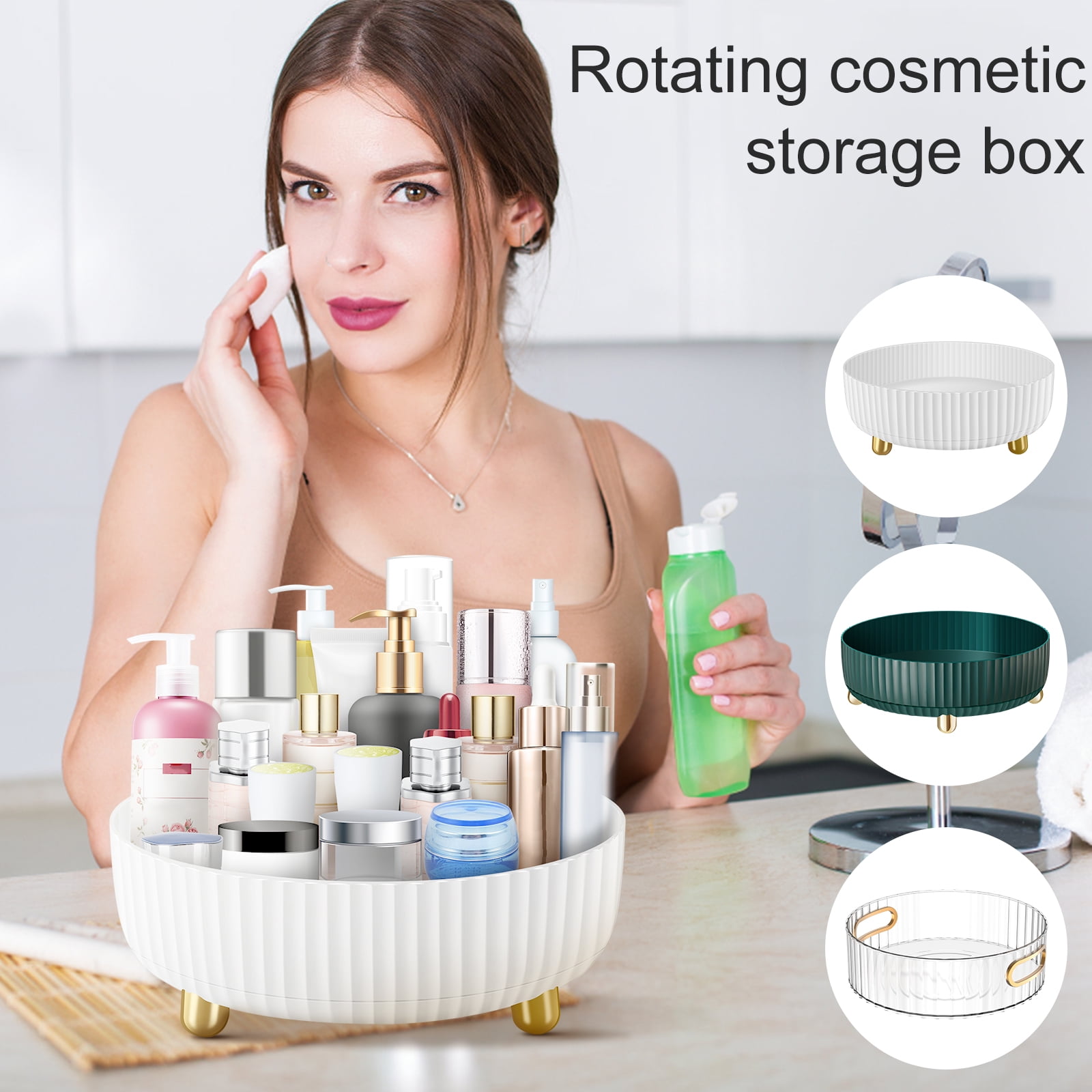 JTWEEN Makeup Perfume Organizer 360 Degree Rotating Cosmetic Desk