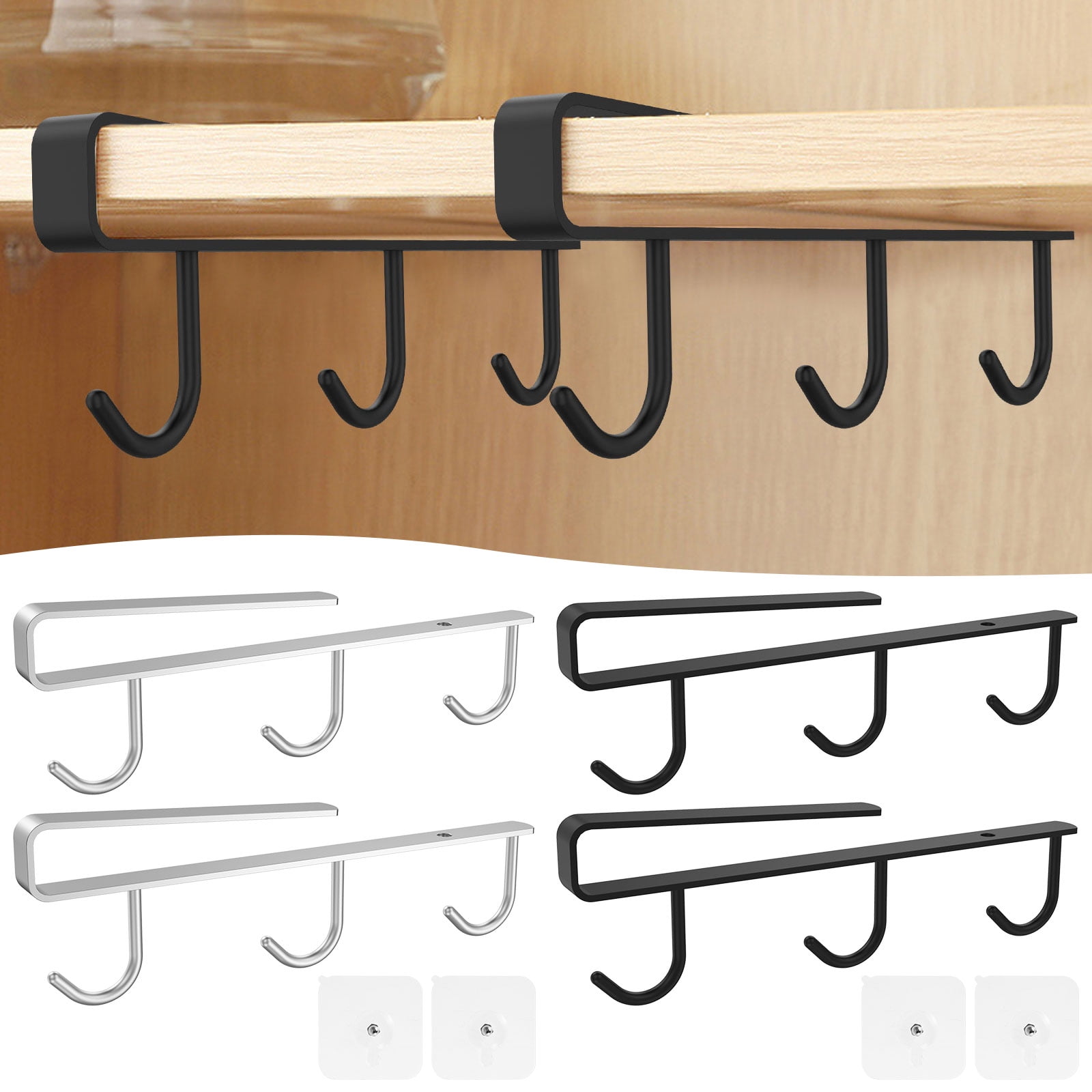 JTWEEN Mug Hooks Under Shelf,Under Storage Hooks,Closet Or