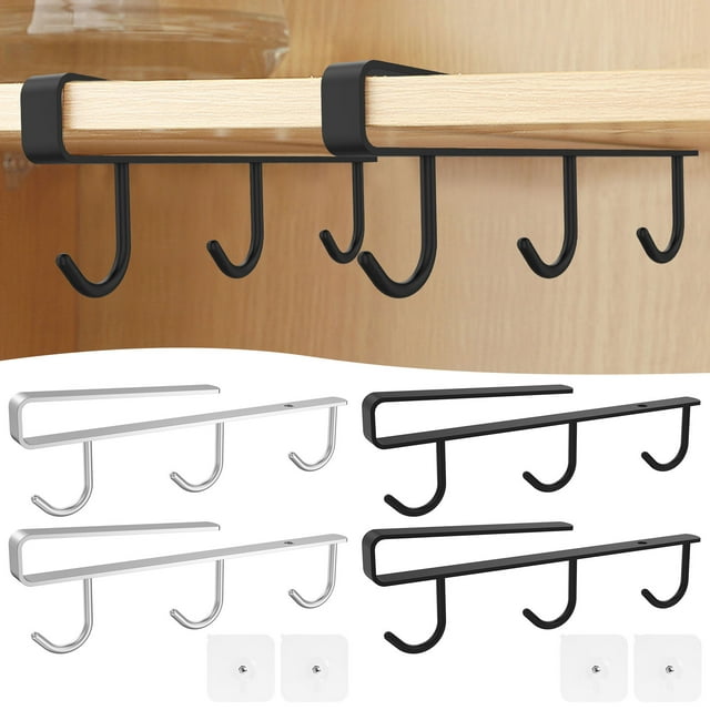 JTWEEN Mug Hooks Under Shelf,Under Storage Hooks,Closet Or