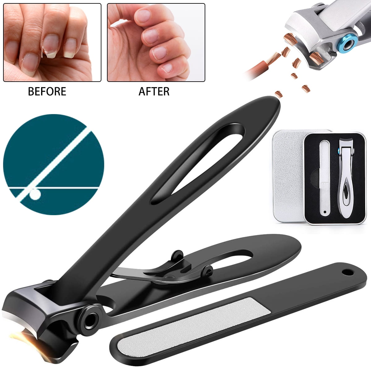 JTWEEN Nail Clippers for Thick Nails,15mm Wide Jaw Opening Extra Large Toenail Clippers Cutter