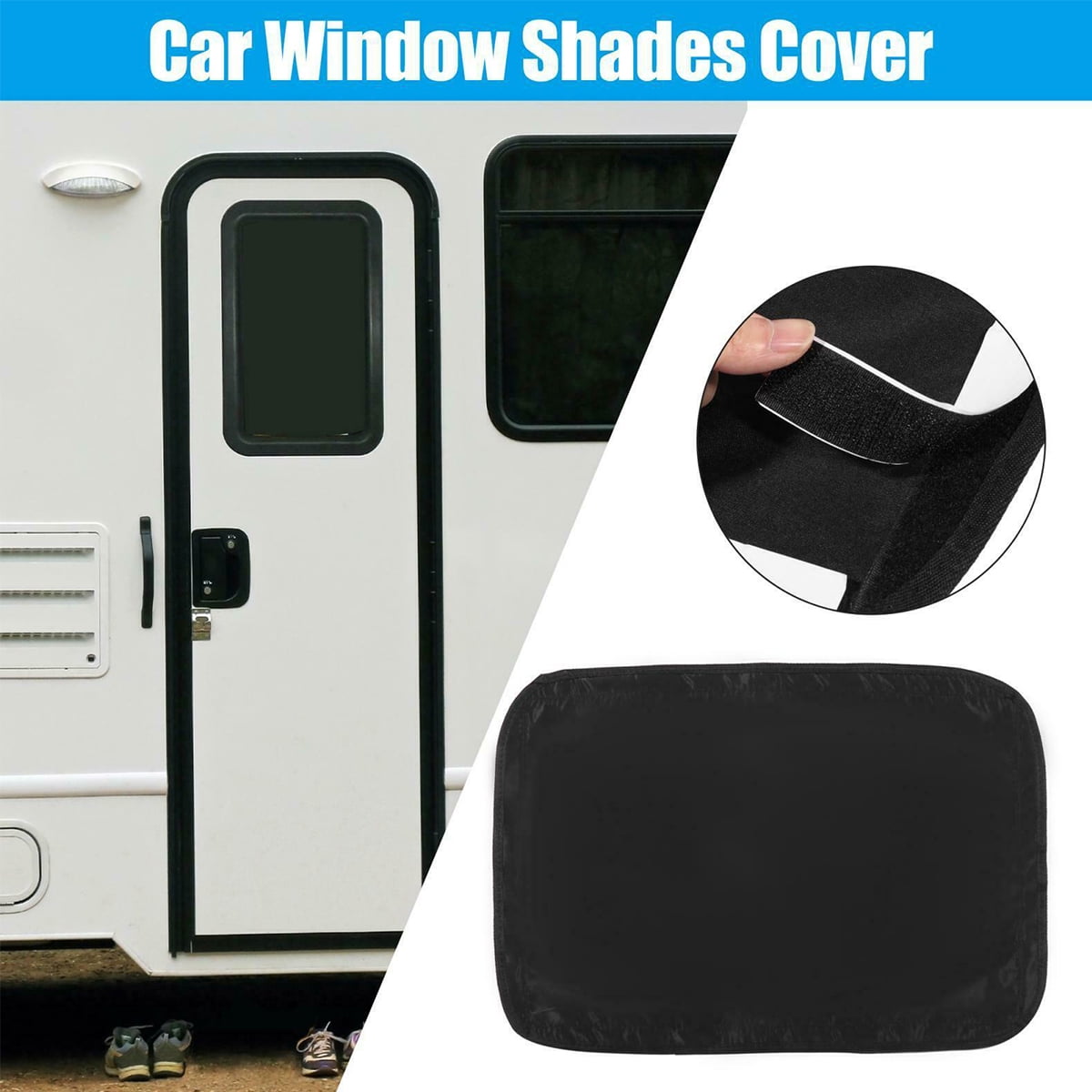 JTWEEN RV Window Door Shade Cover,25 X 16 in Foldable Oxford RV Sun Shade  Windshield Blackout Shower Curtains for RV Accessories