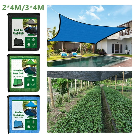 JTWEEN Rectangle Sun Shade Sail,Outdoor Durable Non-woven Plastic Sun Canopy Shadesheet with 8m Rope For Garden Accessories,3 Color