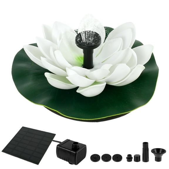 JTWEEN Solar Water Fountains Outdoor,2pcs Solar Lotus Pump, Outdoor Lotus Solar Fountain Pump Artificial, Free Standing Floating Birdbath Solar Water Pump with 4 Nozzles