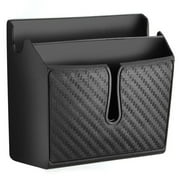JTWEEN Universal Front Seat Car Organizer 2 Grids Car Storage Box Reusable Adhesive Car Pocket Holder Carbon Fiber Car Storage Case Auto Accessories for Phone Eyeglasses ID Card Wallet Coin Key