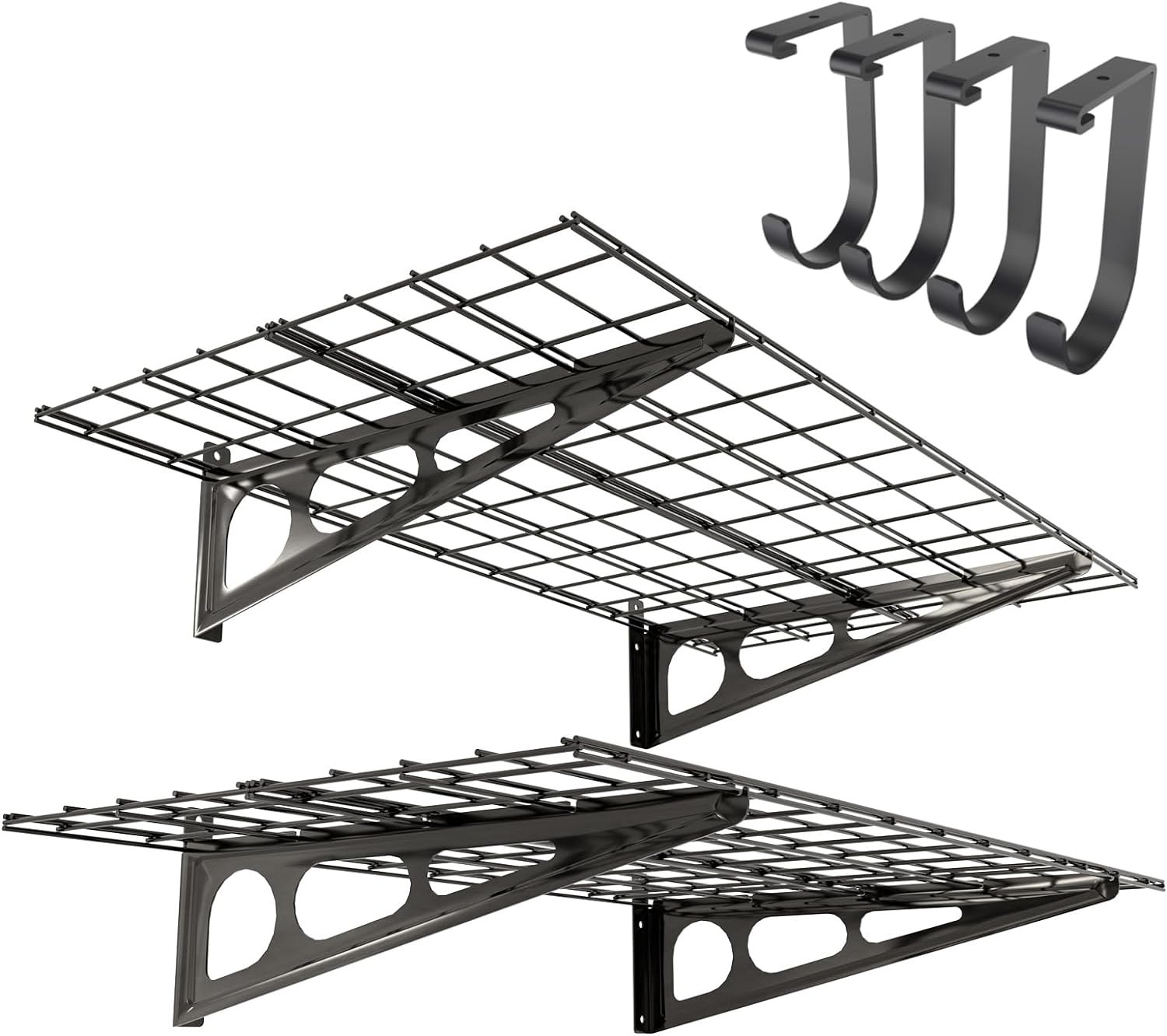 JTYUB 2-Pack 2x4ft Garage Shelving with Hooks, 24-inch-by-48-inch Wall ...