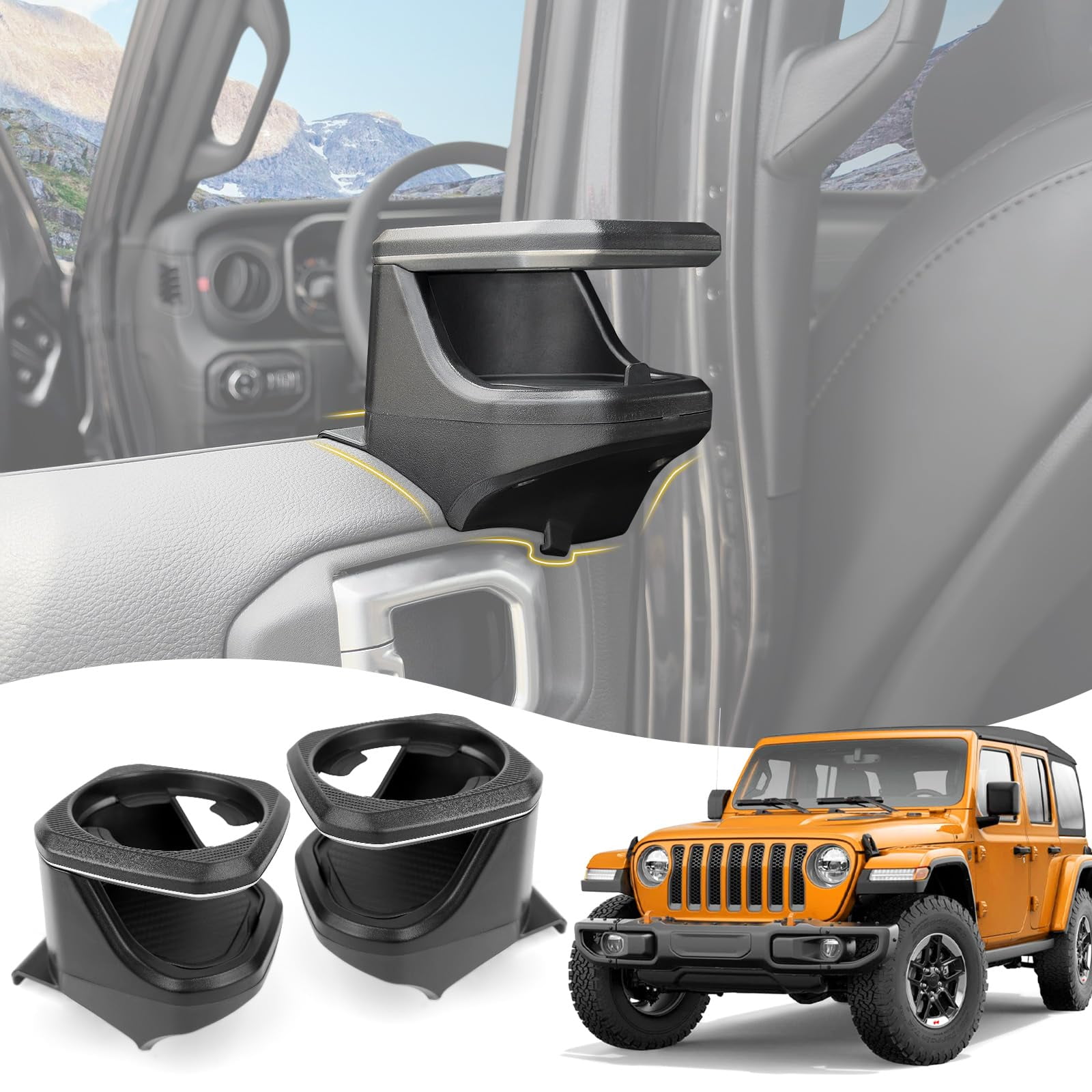 JTYZSM Cup Holders for 20182024 Jeep Wrangler JL/20202024 Gladiator