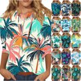 thumbnail image 1 of JTZGDY 3/4 Length Sleeve Tops for Women Loose Fit Casual Beach Tropical Printed Summer Crewneck Oversized Tunic Blouse Lightweight Cozy Graphic Vacation T-Shirts Multicolor#11 L, 1 of 6