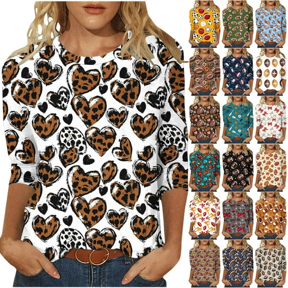 JTZGDY Baseball T-Shirts for Women Dressy Casual Summer 3/4 Lenght Sleeve Round Neck Graphic Tunic Tees Tops Loose Oversized Soft Cotton Blouse Blue#02 XL