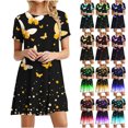 thumbnail image 1 of JTZGDY Beach Sundress for Women Summer Cute Butterfly Print Short Sleeve Round Neck Tunic Tshirt Dress Loose Flowy Short Mini Dress Red L, 1 of 8