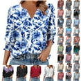 thumbnail image 1 of JTZGDY Blouses for Women Dressy Casual V Neck Boho Floral Printed 3/4 Smocked Cuff Sleeve Womens Tops Trendy Summer Graphic T-Shirts Green#02 L, 1 of 8