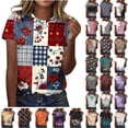 thumbnail image 1 of JTZGDY Boho Floral Tops for Women Loose Fit Casual Summer Short Sleeve Vintage Printed Crewneck Basic Workout Tees Shirt Trendy Oversized Pullover Tops Multicolor#22 XL, 1 of 6