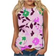thumbnail image 1 of JTZGDY Cute Floral Print Summer Shirts for Women Trendy Sleeveless Crewneck Graphic Cami T-Shirts Loose Fit Casual Basic Tank Tops Hot Pink XXL, 1 of 4