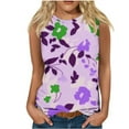 thumbnail image 1 of JTZGDY Cute Floral Print Summer Shirts for Women Trendy Sleeveless Crewneck Graphic Cami T-Shirts Loose Fit Casual Basic Tank Tops Purple L, 1 of 4