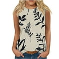 thumbnail image 1 of JTZGDY Cute Summer Tops for Women Dressy Casual Boho Floral Printed Sleeveless Round Neck Graphic T-Shirts Trendy Workout Cami Tanks Beige L, 1 of 4