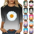 thumbnail image 1 of JTZGDY Cute Sunflower Tops for Women Dressy Casual Summer Tie Dye Gradient Printed 3/4 Sleeve Crewneck Graphic T-Shirts Trendy Cozy Tunic Blouse Black M, 1 of 5