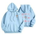 thumbnail image 1 of JTZGDY Fall Hoodies for Women Lightweight Casual Pink Ribbon Cross Printed Long Sleeve Drawstring Hooded Pullover Sweatshirts Loose Comfy Y2K Preppy Outfit Clothes 2025 Light Blue S, 1 of 3