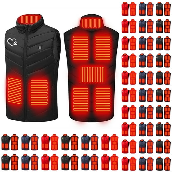 JTZGDY Heated Vest for Women Sleeveless Lightweight Full Zip up Heart/Christmas Tree Pattern Printed Heated Vest Thick Warm Outwear Jackets for Winter Outdoor Hunting Skiing Camping G-Black XXXL