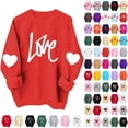 thumbnail image 1 of JTZGDY Love Heart Sweatshirts for Women Cute Valentines Day Long Sleeve Crewneck Pullover Tops Trendy Cozy Graphic Holiday T-Shirts Z03-Black L, 1 of 7