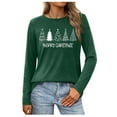 thumbnail image 1 of JTZGDY Merry Christmas Sweatshirts for Women Funny Xmas Tree Santa Claus Print Long Sleeve Holiday Season Pullover Tops Loose Oversized Casual Graphic T-Shirts Green#05 S, 1 of 2