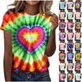 thumbnail image 1 of JTZGDY Ombre Shirts for Women Fashion Summer Short Sleeve Crewneck Tie Dye Gradient Color Printed Tunic Blouse Loose Fit Casual Dressy Graphic Tees Tops Red L, 1 of 7