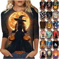 thumbnail image 1 of JTZGDY Plus Size Halloween Tops for Women Lightweight Casual Fall 3/4 Length Sleeve Cute Ghost Pumpkin Pattern Printed Crew Neck Basic Tunic Blouse Loose Fit Trendy Holiday Graphic Tees Shirt, 1 of 6