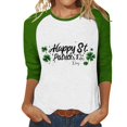 thumbnail image 1 of JTZGDY Plus Size St. Patrick's Day Tops for Women Dressy Casual Raglan 3/4 Sleeve Green Gilter Shamrock Print Round Neck Graphic T-Shirts Trendy Oversized Holiday Outfit Clothes Green#10 XXXL, 1 of 5