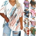 thumbnail image 1 of JTZGDY Plus Size Tops for Women Summer Short Sleeve V Neck Floral Pattern Graphic Tunic T-Shirts Loose Oversized Baggy Pullover Blouse Army Green XXXL, 1 of 6