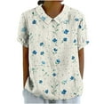 thumbnail image 1 of JTZGDY Plus Size Women Linen Shirts Dressy Casual Floral Printed Summer Short Sleeve Oversized Lapel Collared Round Neck Graphic T-Shirts Top Loose Fit Business Work Tunic Blouse Multicolor#31 L, 1 of 7