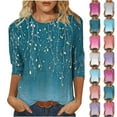 thumbnail image 1 of JTZGDY Plus Size Womens 3/4 Lenths Sleeve Tops Dressy Casual Summer Cute Floral Pattern Graphic T-Shirts Trendy Oversized Crewneck Basic Tunic Blouse A02-Purple XXL, 1 of 6