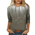 thumbnail image 1 of JTZGDY Sparkly Tops for Women Funny Printed 3/4 Lenght Sleeve Crew Neck Graphic Oversized T-Shirts Loose Fit Cozy Tunics Lightweght Pullover Blouse Khaki S, 1 of 9