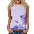 thumbnail image 1 of JTZGDY Summer Sleeveless Tank Tops for Women Loose Fit Casual Floral Graphic T-Shirts Trendy Cotton Basic Workout Cami Tees Shirt Purple XXL, 1 of 4