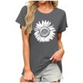 thumbnail image 1 of JTZGDY Summer Tops for Women Cute Floral Printed Short Sleeve Crewneck Graphic T-Shirts Loose Soft Cotton Basic Tunic Blouse A#06-Gray M, 1 of 6