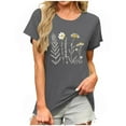 thumbnail image 1 of JTZGDY Summer Tops for Women Cute Floral Printed Short Sleeve Crewneck Graphic T-Shirts Loose Soft Cotton Basic Tunic Blouse A#16-Gray L, 1 of 6