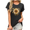 thumbnail image 1 of JTZGDY Summer Tops for Women Cute Floral Printed Short Sleeve Crewneck Graphic T-Shirts Loose Soft Cotton Basic Tunic Blouse A#19-Black S, 1 of 6