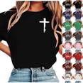 thumbnail image 1 of JTZGDY Summer Womens Fashion T-Shirts Funny Cross Pattern Print Short Sleeve Crewneck Graphic Tees Shirt Tops Loose Oversized Casual Tunic Blouse B-Red XL, 1 of 6