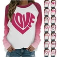 thumbnail image 1 of JTZGDY Valentines Day Cute Heart Print Shirts for Women Raglan Long Sleeve Pattern Graphic Crewneck Holiday T-Shirts Trendy Oversized Comfy Pullover Sweatshirts Multicolor#15 XXXL, 1 of 6