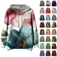 thumbnail image 1 of JTZGDY Vintage Floral Printed Hoodie Tops for Women Plus Size Casual Long Sleeve Drawstring Hooded Pullover Sweatshirts Loose Oversized Drop Shoulder Blouses with Pockets Army Green XL, 1 of 5