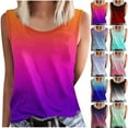thumbnail image 1 of JTZGDY Women's Ombre Graphic Tank Top Loose Fit Crewneck Sleeveless Cami Basic Tees Trendy Summer Beach Vacation Top Shirt Red M, 1 of 5