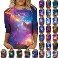 thumbnail image 1 of JTZGDY Womens 3/4 Sleeve Tops Dressy Casual Plus Size Teen Girls Cute Tie Dye Starry Sky Oversized Tunic Blouse Crewneck Basic Graphic T-Shirts Fashion 2025 Outfit Clothes Multicolor#10 L, 1 of 6