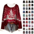 thumbnail image 1 of JTZGDY Womens Christmas Sweatshirts Fuzzy Trim Long Sleeve V Neck Xmas Wine Cup with Santa Hat/Glitter Xmas Tree Print Pullover Tops Fashion 2025 Crewneck Graphic Holiday Outfit Clothes Purple#02 S, 1 of 5