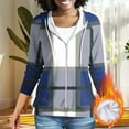thumbnail image 1 of JTZGDY Womens Full-Zip Fleece Hoodie Sweatshirts Lightweight Casual Striped/Plaid/Floral/Color Block Print Drawstring Long Sleeve Hooded Ouwear Jackets with Pockets Fashion Outfit Clothes Blue#06 L, 1 of 6