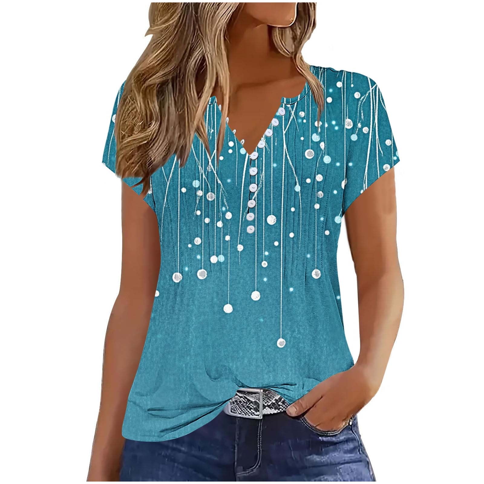 Women's Vintage Floral Print Casual Long Sleeve Comfortable Cotton Henley Top main image 0